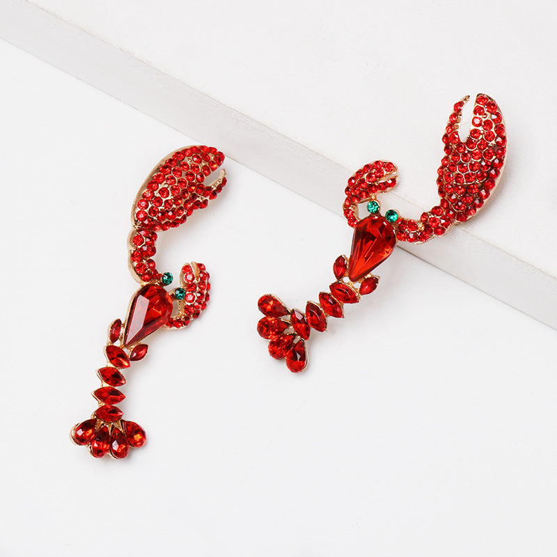 Wholesale Red Lobster Alloy Earrings